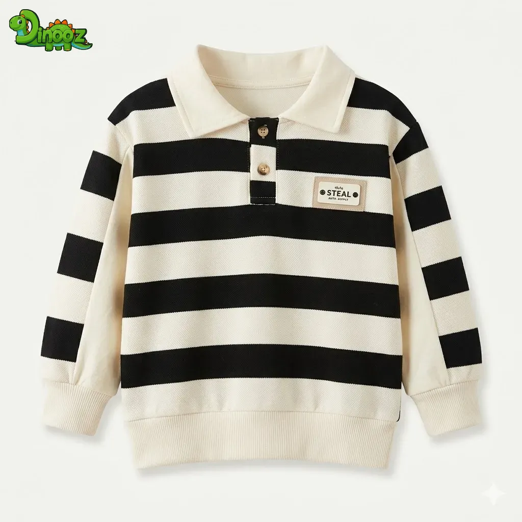 Kids Stripe Rugby Polo Sweatshirt