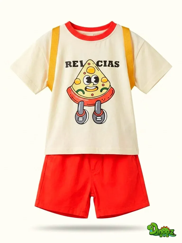 Baby Pizza Tee & Backpack Set (Red)